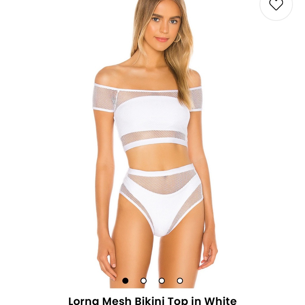 NWT- superdown Lorna White Mesh Bikini Top